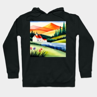 Idyllic Cottage on a Hill Artwork Hoodie